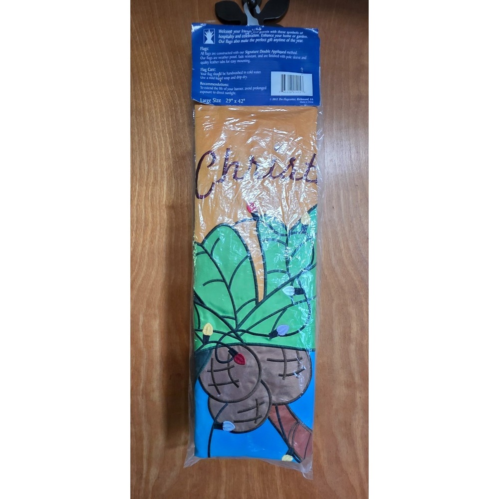 Merry Christmas Yall Beach Santa Double Applique Flag 29x42 The Flagcenter NEW - Picture 2 of 8
